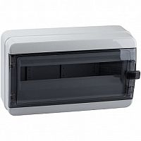 Распределительный шкаф OptiBox P, 18 мод., IP65, навесной, пластик, прозрачная черная дверь |  код. 117965 |  КЭАЗ